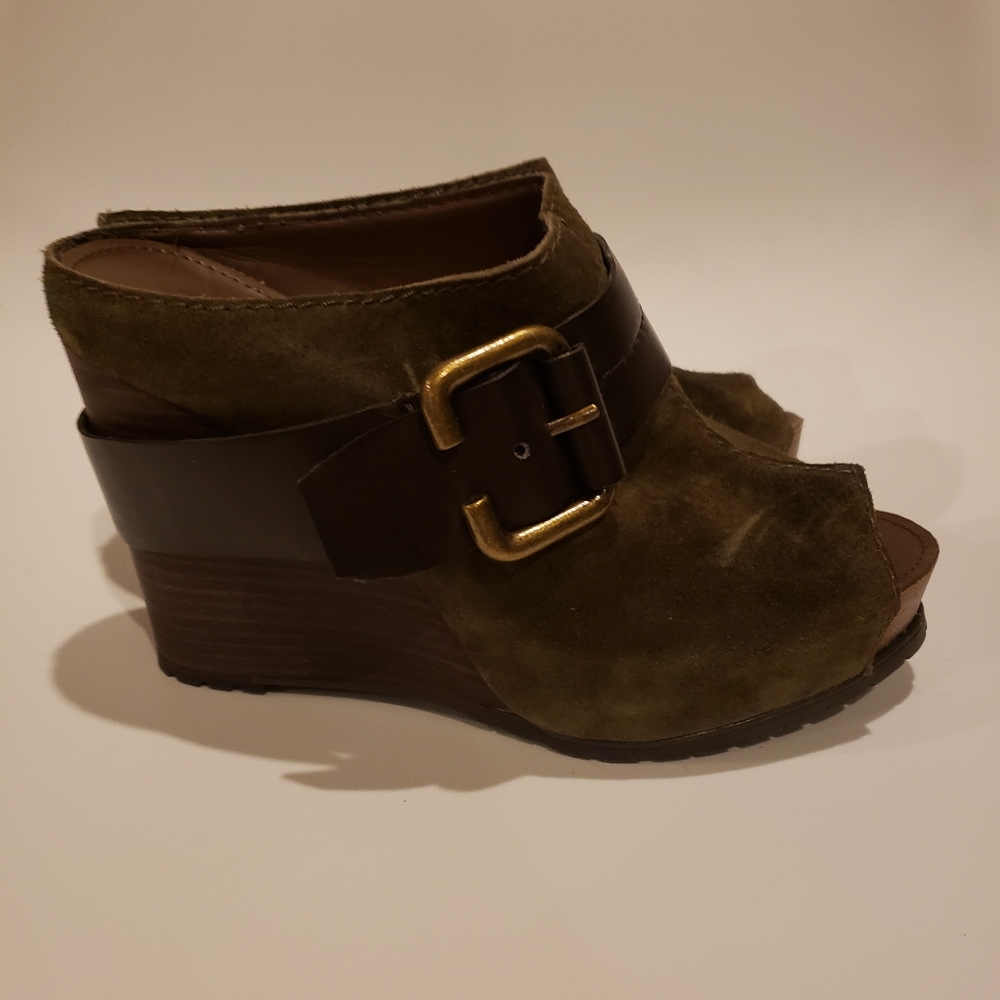Franco Sarto Olive open toe heel.